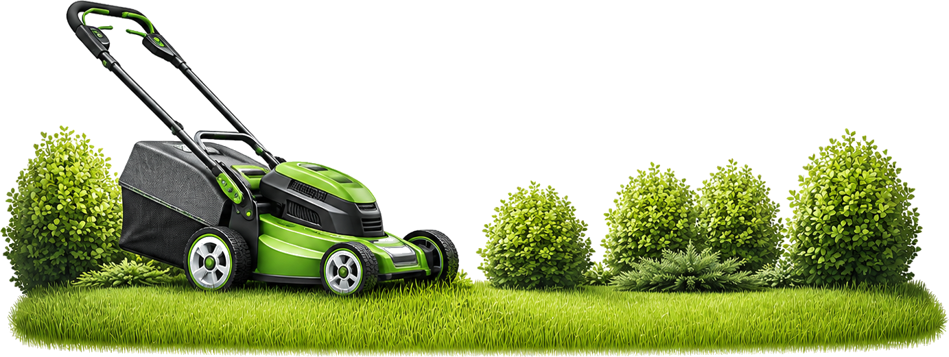 Lawn mower on grass